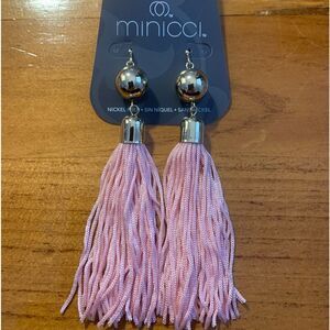 Pink tassel dangle earrings